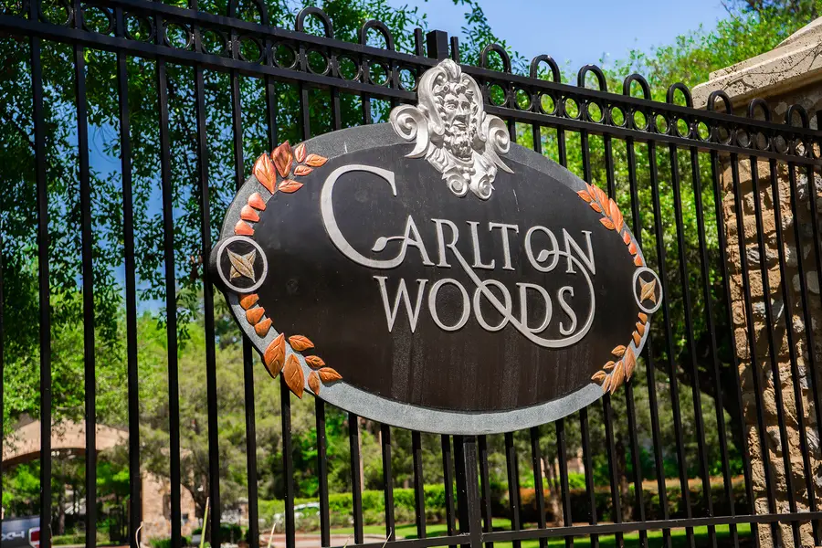 Village of Carlton Woods entrance monument in The Woodlands