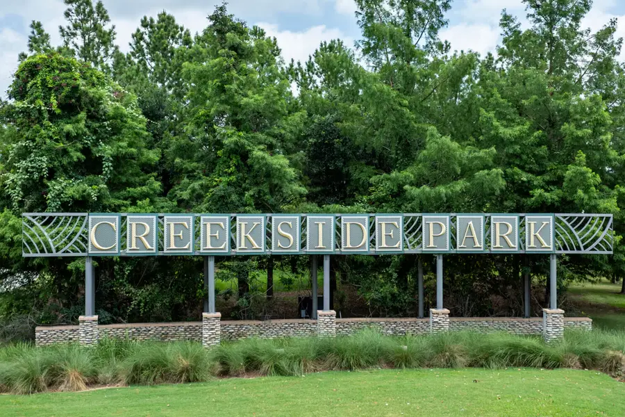 Village of Creekside Park entrance monument in The Woodlands