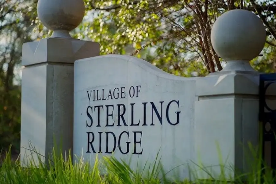 Village of Sterling Ridge entrance monument in The Woodlands